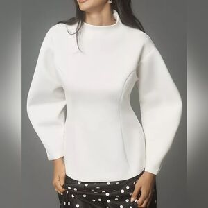 Anthropologie Maeve Women's Neoprene Hourglass Pullover Ivory XS